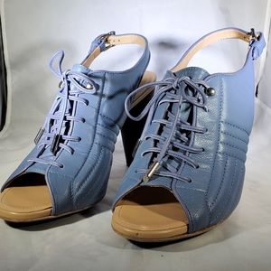 Blue lace-up Todd sandals.
